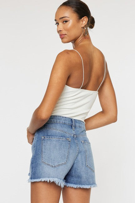 Kan Can High Rise Mom Denim Shorts