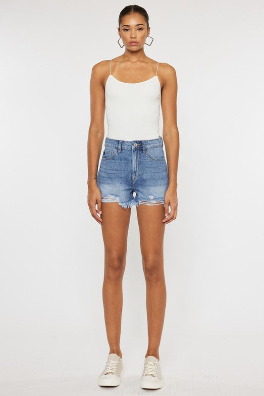 Kan Can High Rise Mom Denim Shorts