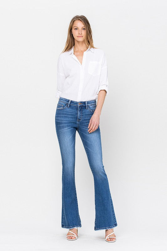 34 Inch Mid Rise Flare Jeans