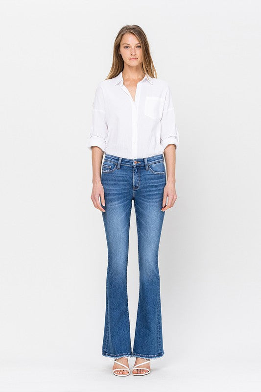 34 Inch Mid Rise Flare Jeans