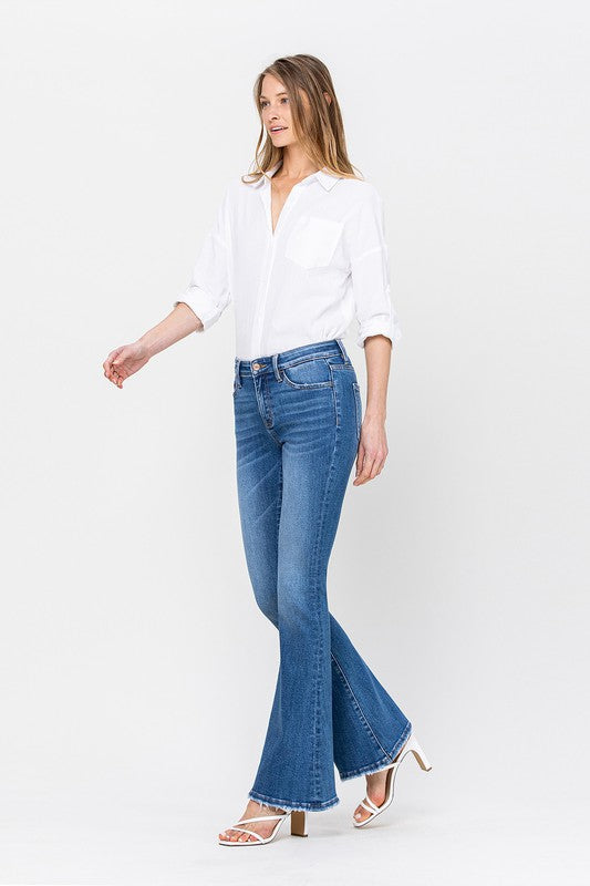 34 Inch Mid Rise Flare Jeans