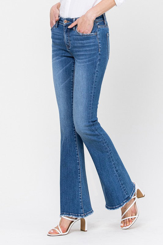 34 Inch Mid Rise Flare Jeans