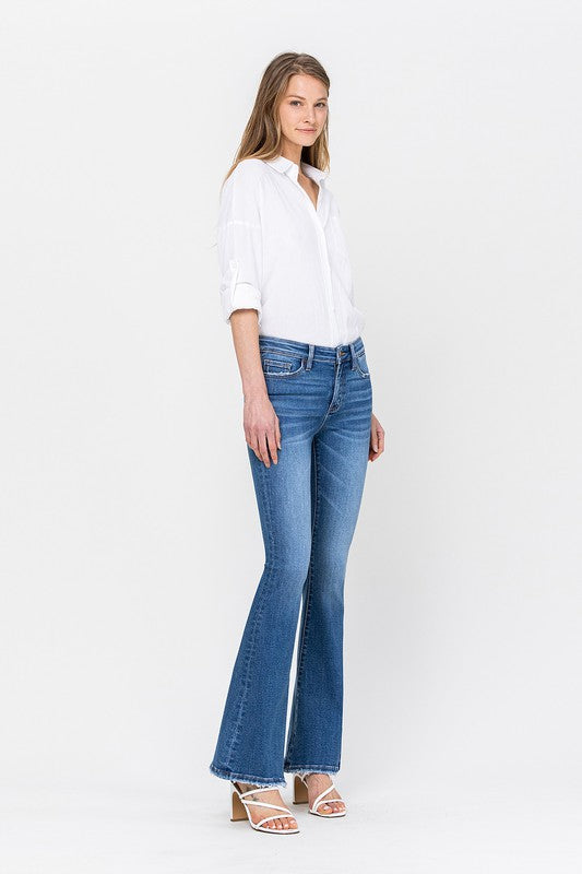 34 Inch Mid Rise Flare Jeans