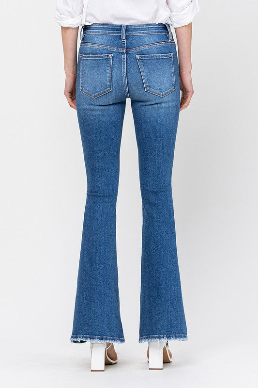 34 Inch Mid Rise Flare Jeans