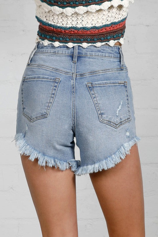 Denim Lab USA HIGH RISE DISTRESSED PREMIUM SHORTS