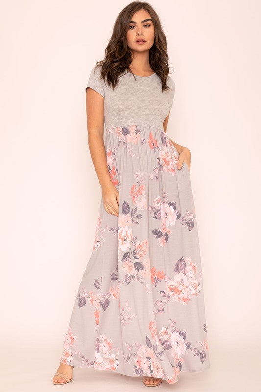 EG fashion Plus Short Sleeve Floral Maxi Dress