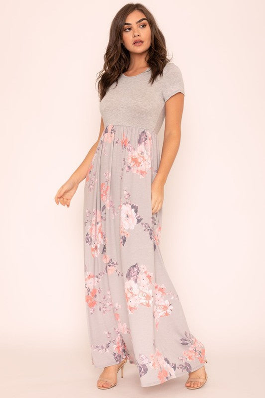 EG fashion Plus Short Sleeve Floral Maxi Dress