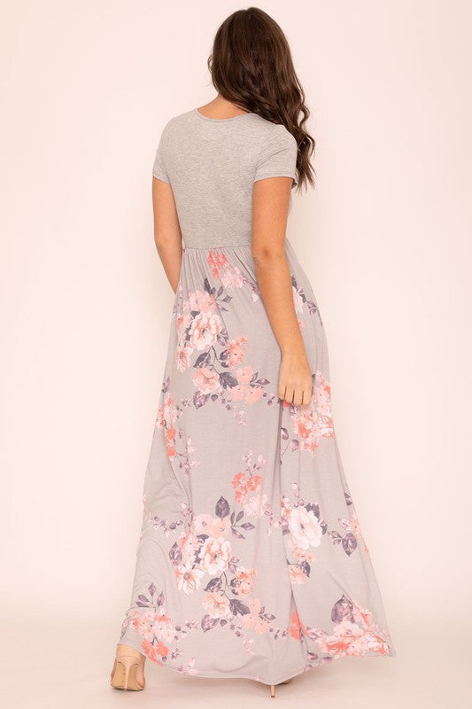 EG fashion Plus Short Sleeve Floral Maxi Dress