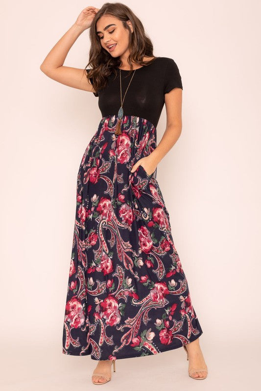 EG fashion Plus Short Sleeve Floral Maxi Dress