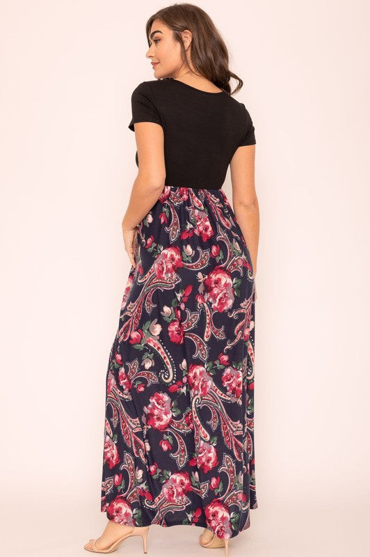 EG fashion Plus Short Sleeve Floral Maxi Dress