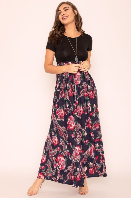 EG fashion Plus Short Sleeve Floral Maxi Dress