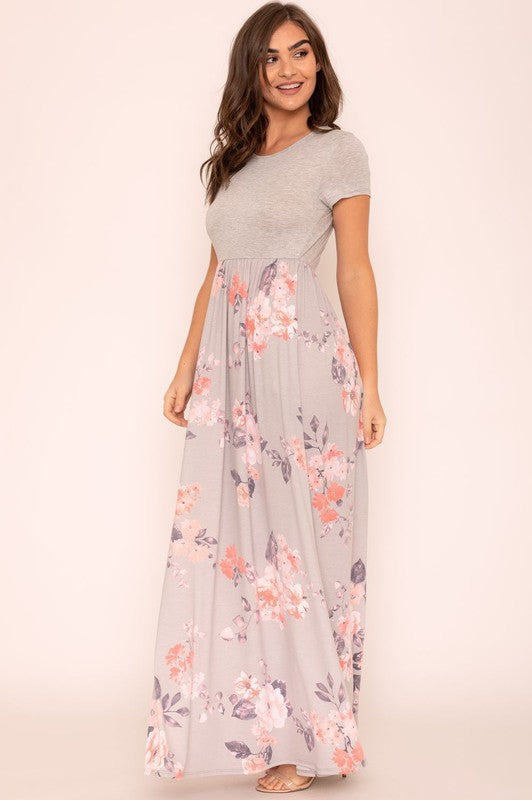 EG fashion Plus Short Sleeve Floral Maxi Dress