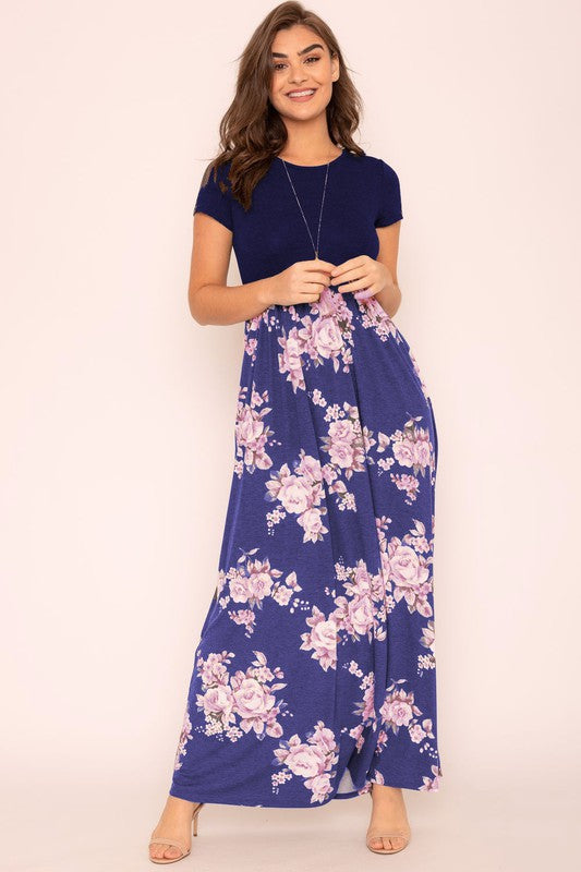 EG fashion Plus Short Sleeve Floral Maxi Dress