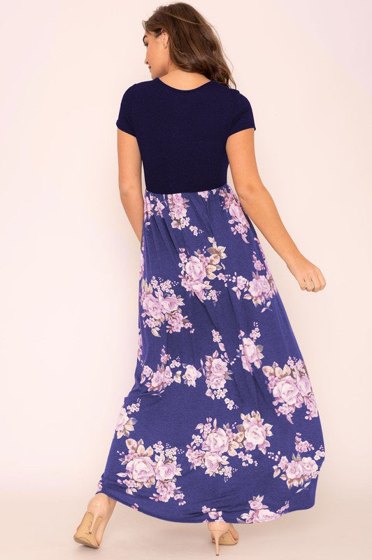 EG fashion Plus Short Sleeve Floral Maxi Dress