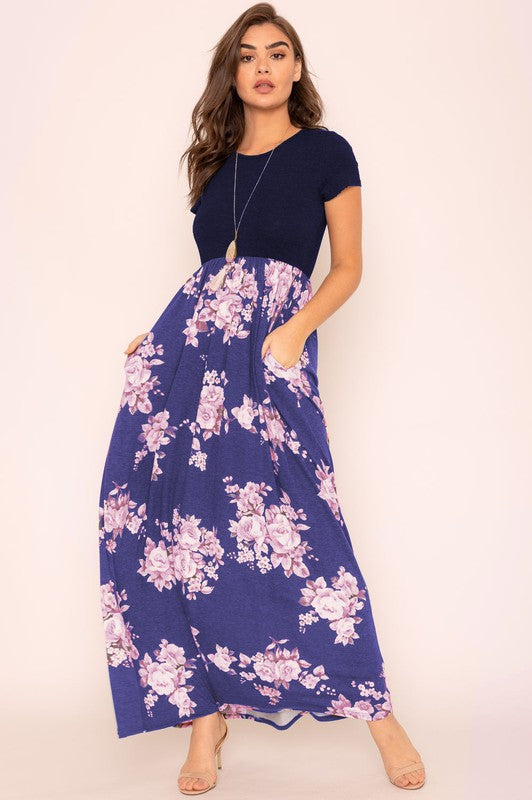 EG fashion Plus Short Sleeve Floral Maxi Dress