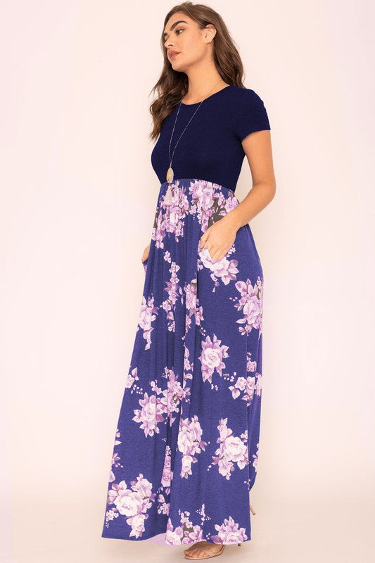 EG fashion Plus Short Sleeve Floral Maxi Dress