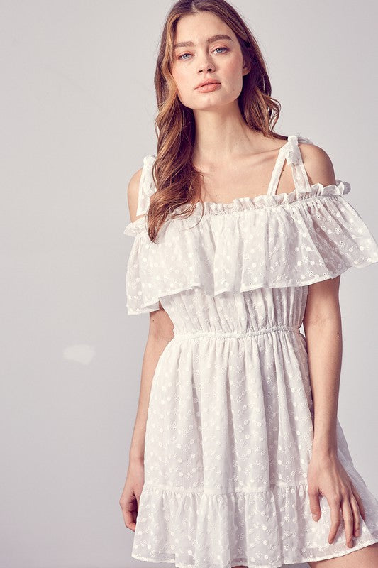 EG fashion Juniors Cold Shoulder Ruffle Dress