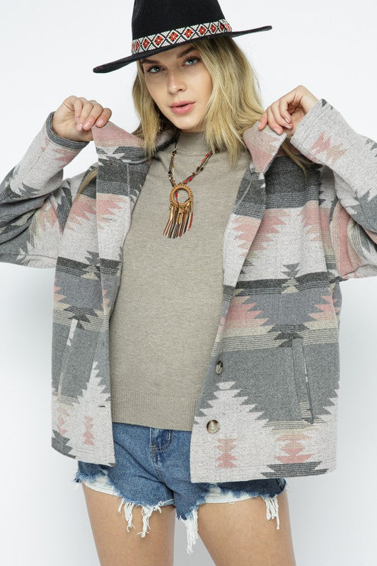 Load image into Gallery viewer, Blue B Soft Comfy Lightweight Aztec Pattern Jacket

