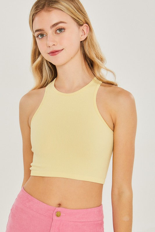 Load image into Gallery viewer, Love Tree Knit Solid Cropped Seamless Tank Top
