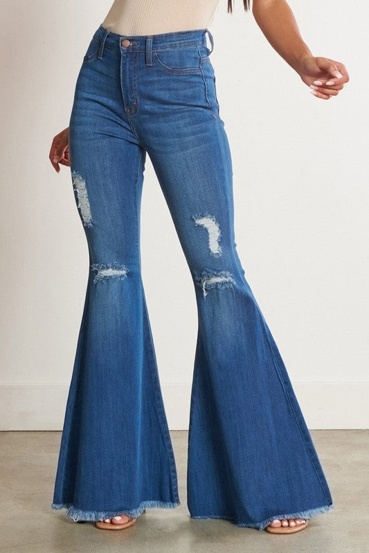 Vibrant M.i.U HIGH WAISTED DISTRESSED FLARE JEANS