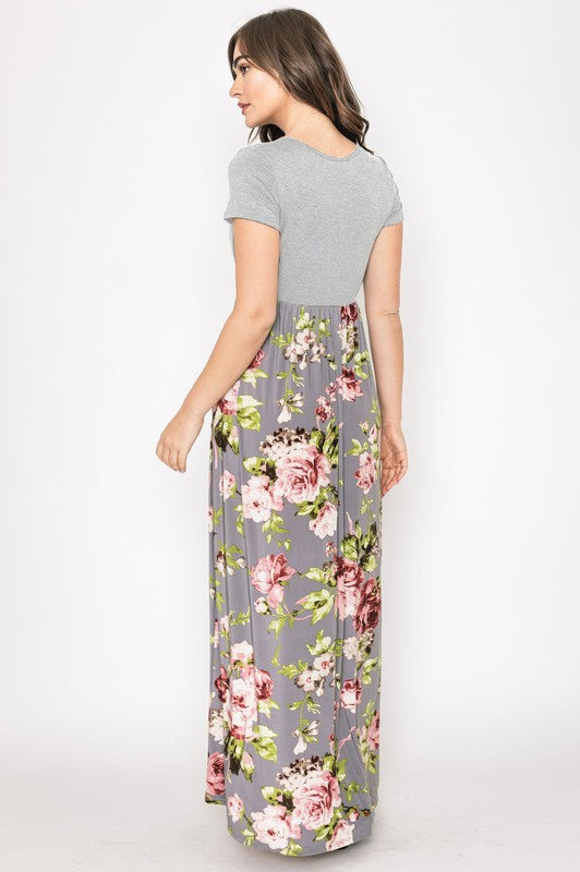 EG fashion PLUS Short Sleeve Floral Maxi Dress