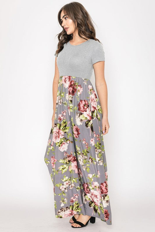 EG fashion PLUS Short Sleeve Floral Maxi Dress