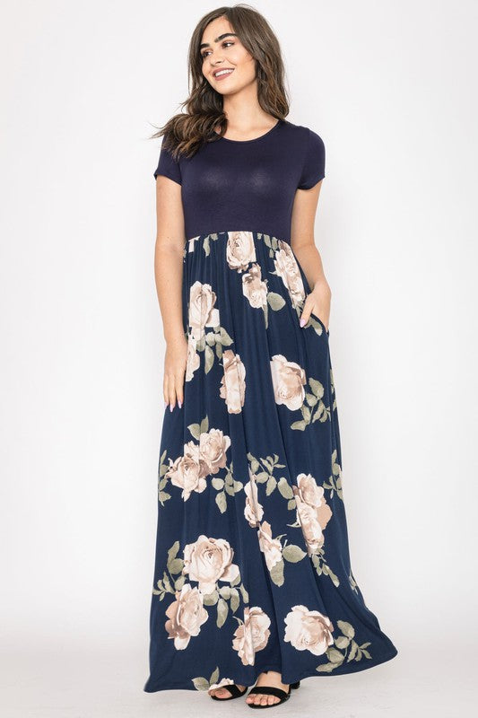 EG fashion PLUS Short Sleeve Floral Maxi Dress