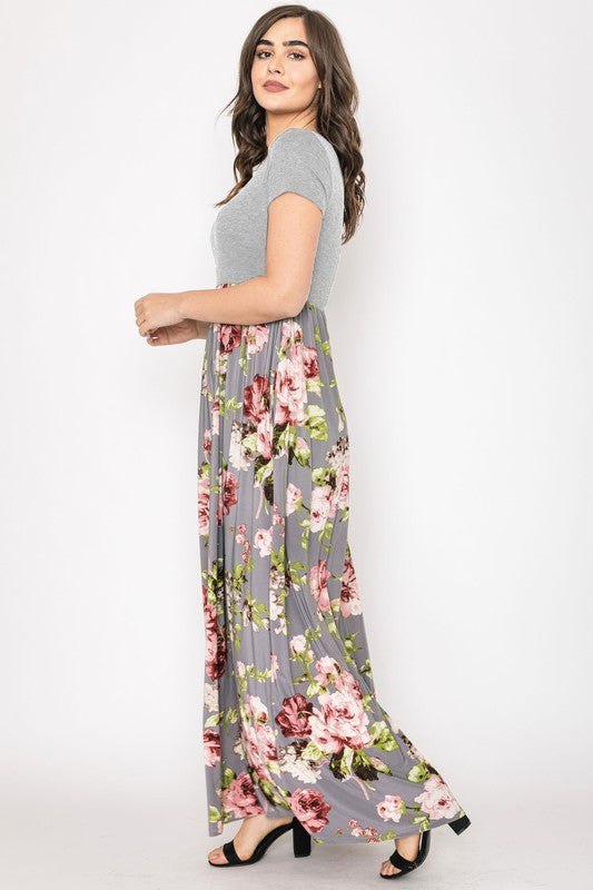 EG fashion PLUS Short Sleeve Floral Maxi Dress