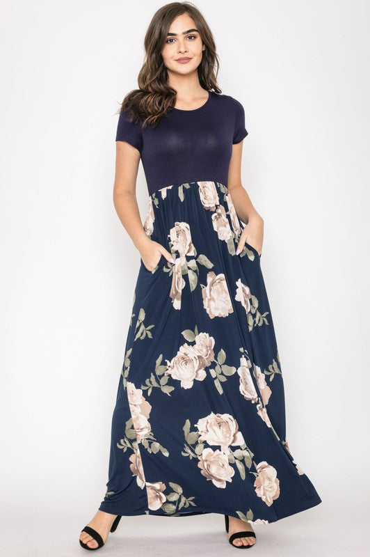 EG fashion PLUS Short Sleeve Floral Maxi Dress