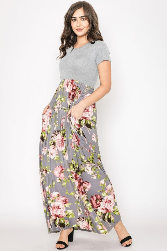 EG fashion PLUS Short Sleeve Floral Maxi Dress