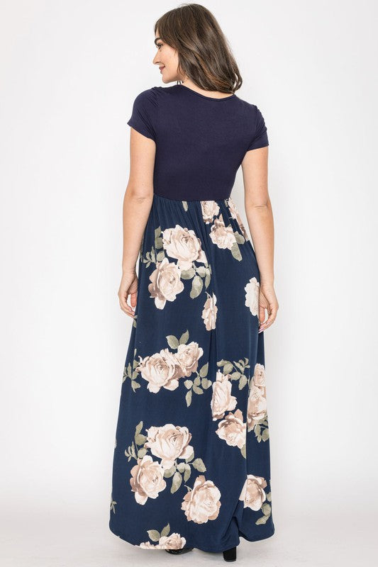 EG fashion PLUS Short Sleeve Floral Maxi Dress