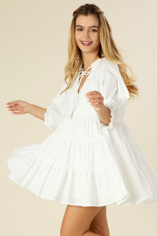 Lilou Tiered mini dress with tassel