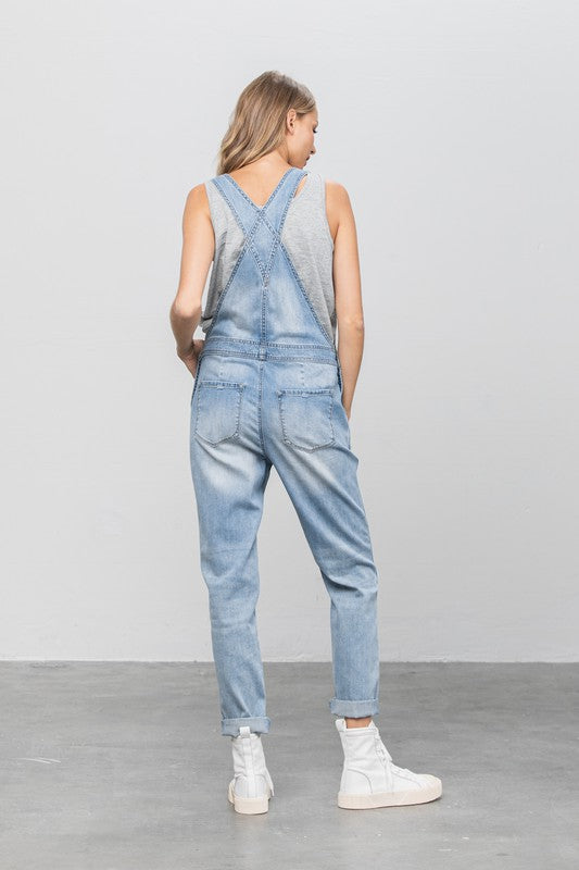 Denim Lab USA Patch Pocket Ripped Denim Overalls