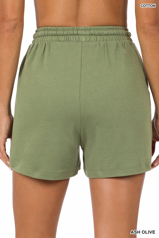 ZENANA Cotton Drawstring Waist Shorts