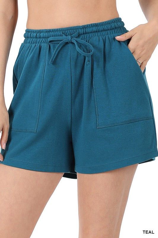 ZENANA Cotton Drawstring Waist Shorts