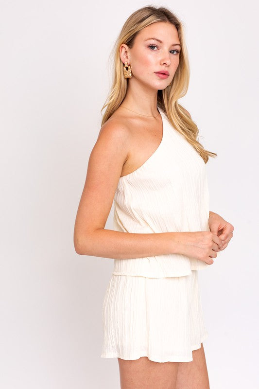 Gilli Sleeveless One Shoulder Layered Top Romper