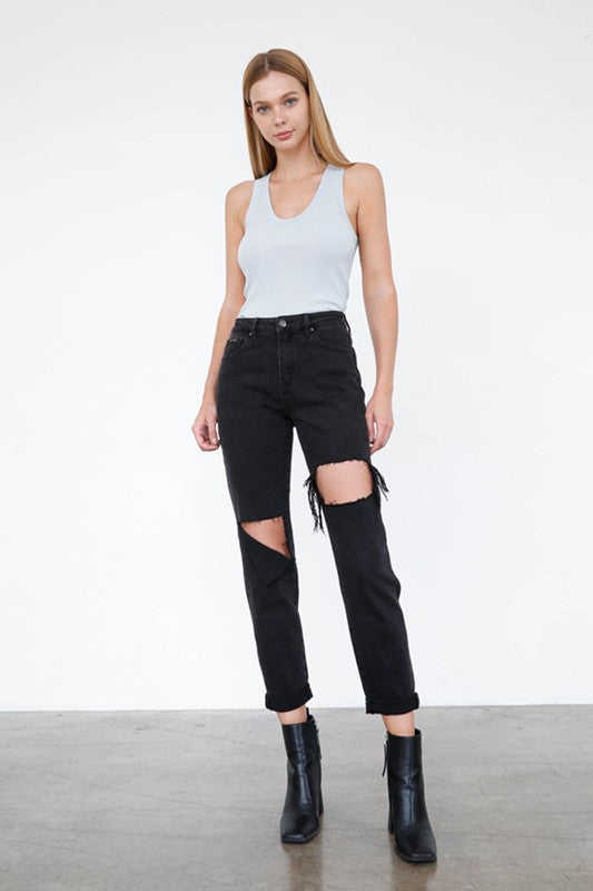 Insane Gene HIGH RISE DISTRESSED ANKLE JEANS