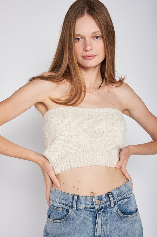 Emory Park ELASTIC WAISTBAND FRINGED TUBE TOP