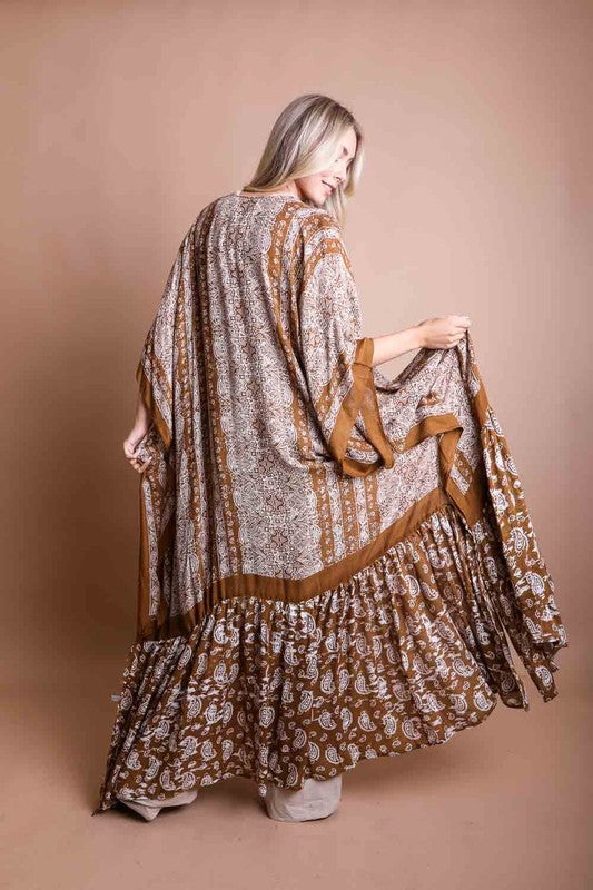 Leto Accessories Paisley Tapestry Free Flow Kimono