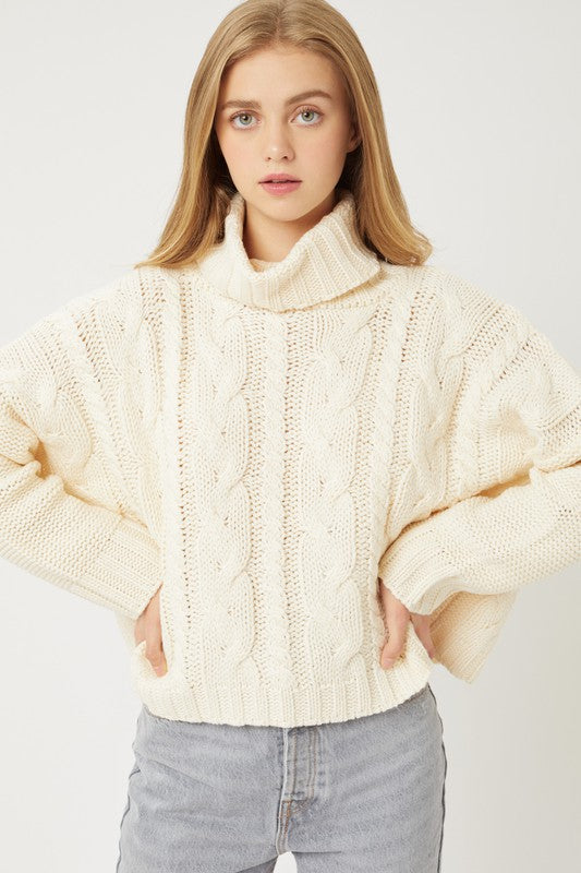 Love Tree Turtle Neck Cable Knit Sweater