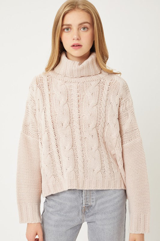 Love Tree Turtle Neck Cable Knit Sweater