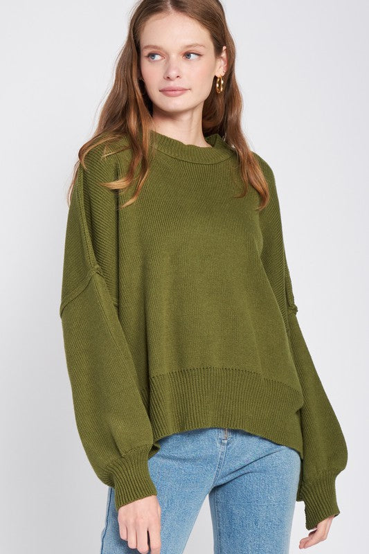 Sweaters OVER FITTED LONG SLEEVE SWEATER TOP