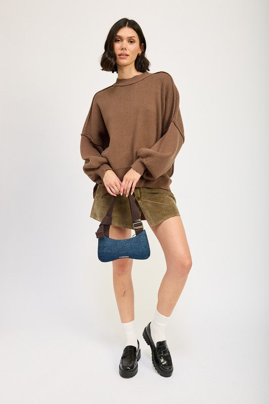 Sweaters OVER FITTED LONG SLEEVE SWEATER TOP