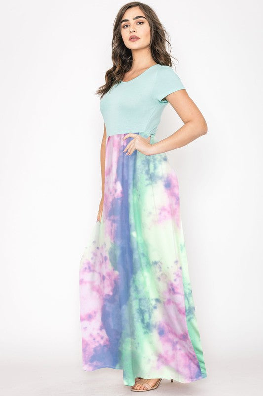 EG fashion Two Tone Tie Dye Maxi Dress