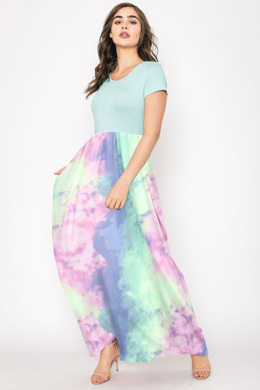 EG fashion Two Tone Tie Dye Maxi Dress