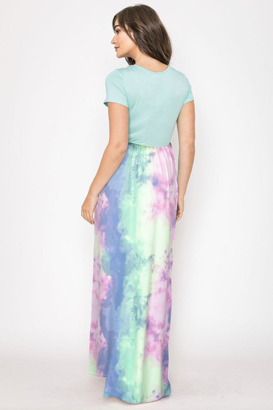 EG fashion Two Tone Tie Dye Maxi Dress