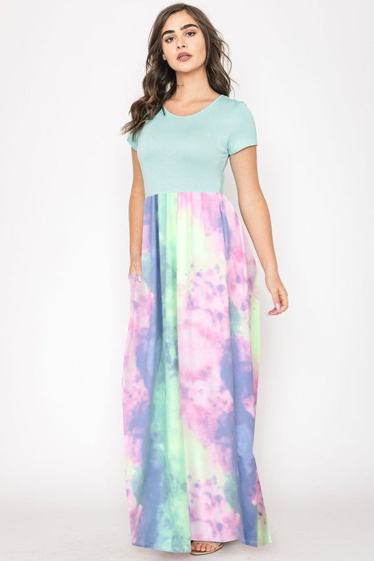 EG fashion Two Tone Tie Dye Maxi Dress