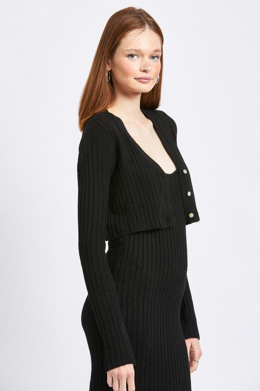 Emory Park CROPPED RIB CARDIGAN