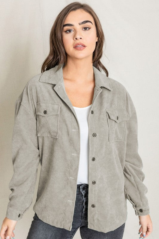 EG fashion Corduroy Boyfriend Oversized Jacket