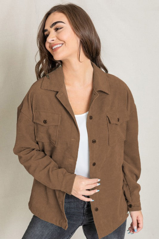 EG fashion Corduroy Boyfriend Oversized Jacket